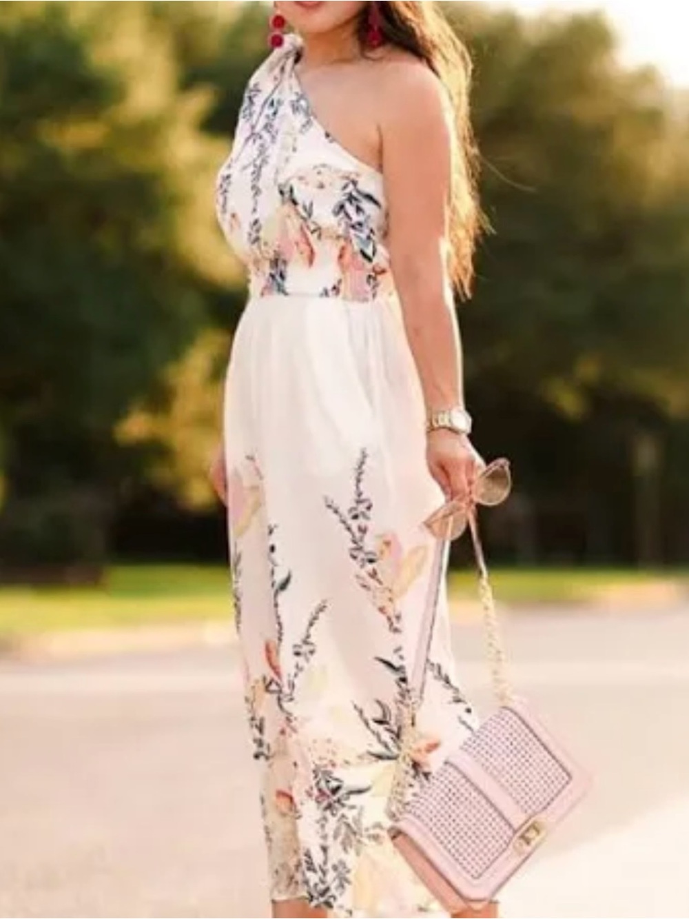 (NWT) Free People Ivory Floral Island Time One Shoulder Jumpsuit Size S